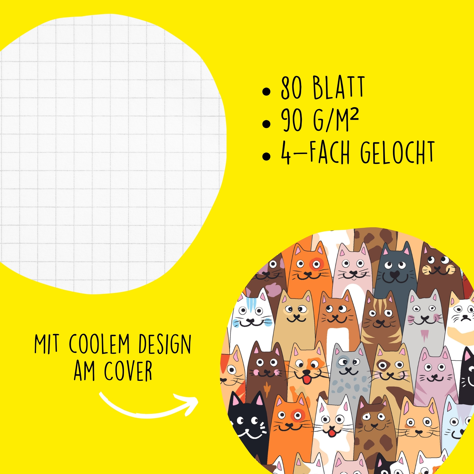 Produkte der Fluffy Cats Serie mit trendigem Katzen-Print