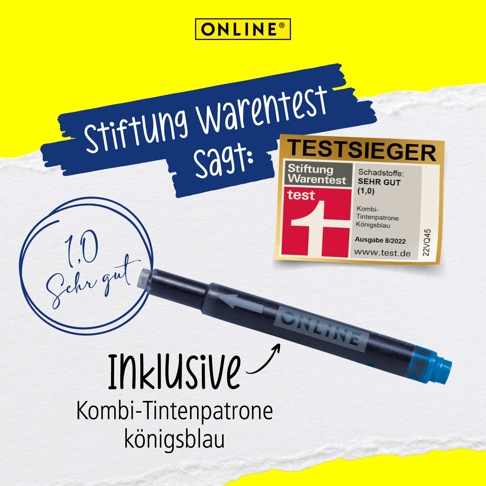 Inklusive Kombipatrone in königsblau