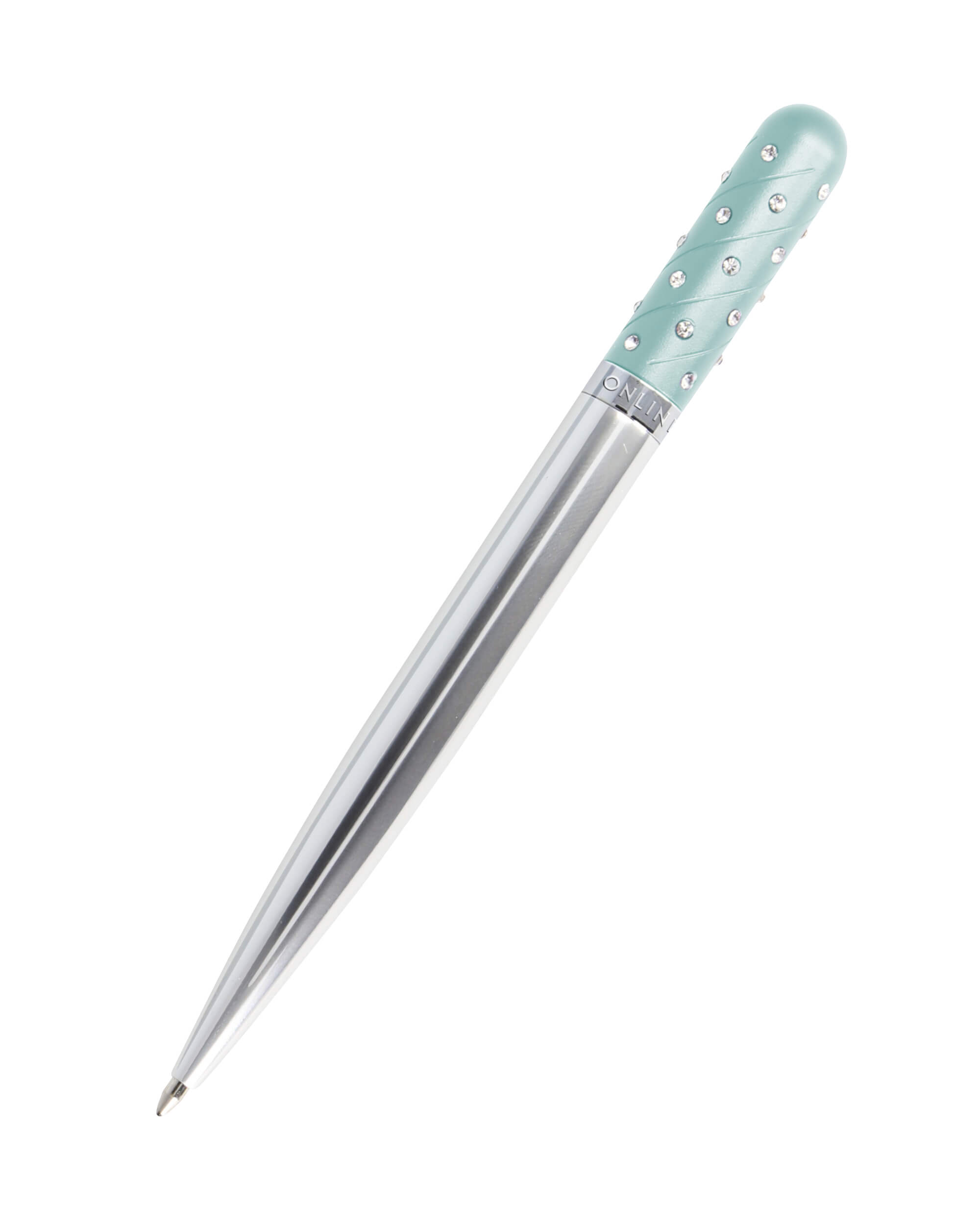 Kugelschreiber Crystal Pen Türkis, Metall, inkl. internationale Großraummine schwarzschreibend, in Geschenketui