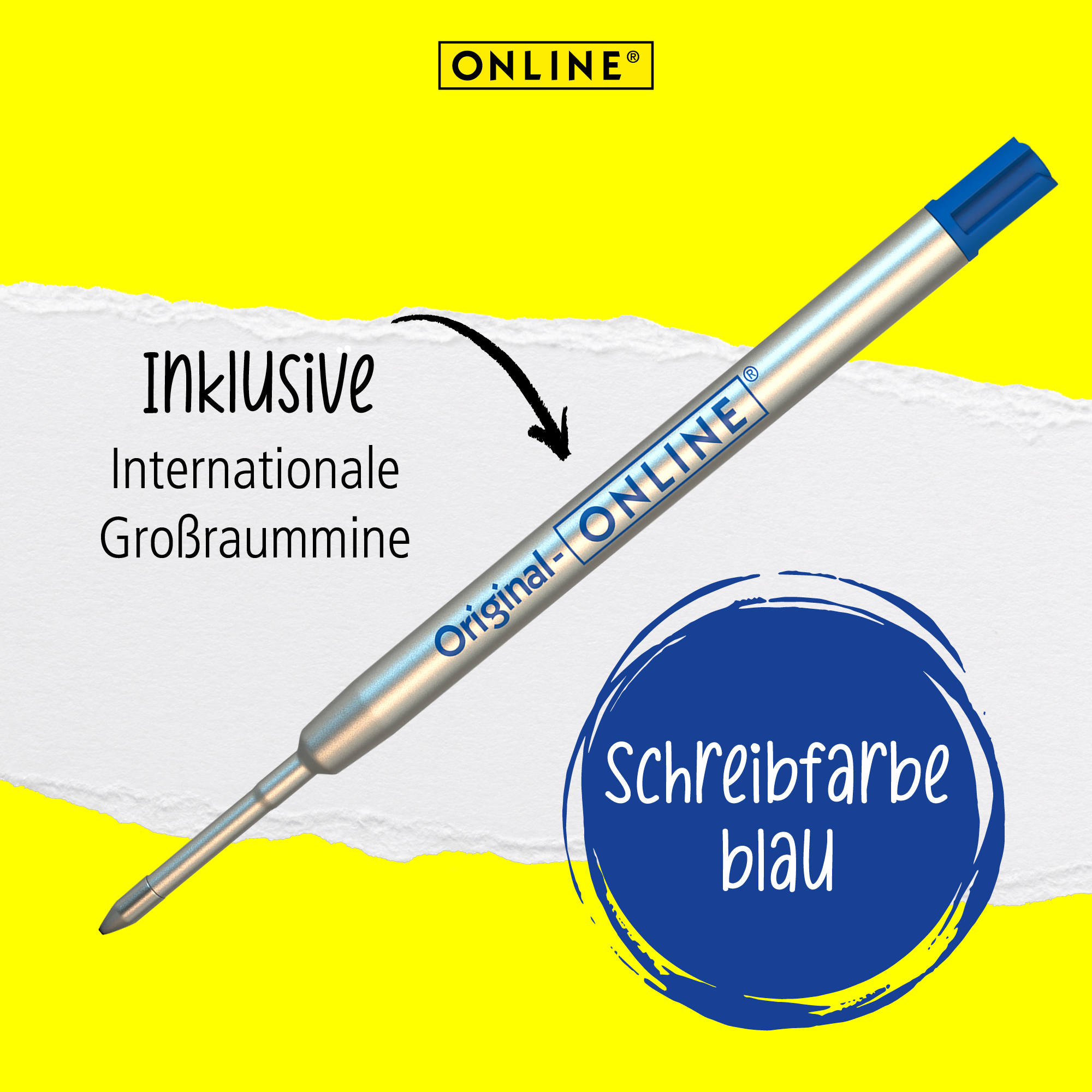 Der Stift wird mit Großraummine in der Schreibfarbe schwarz geliefert