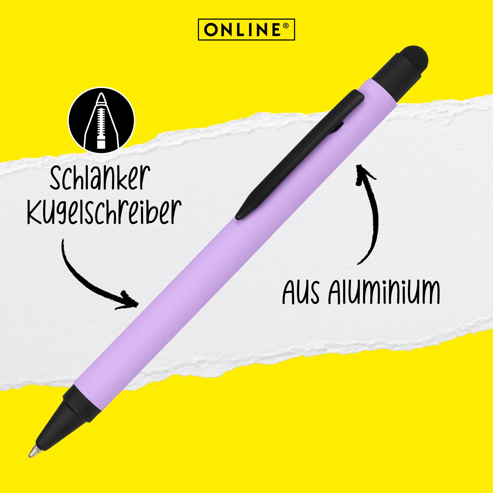 schlanker Kugelschreiber aus robusten Aluminium