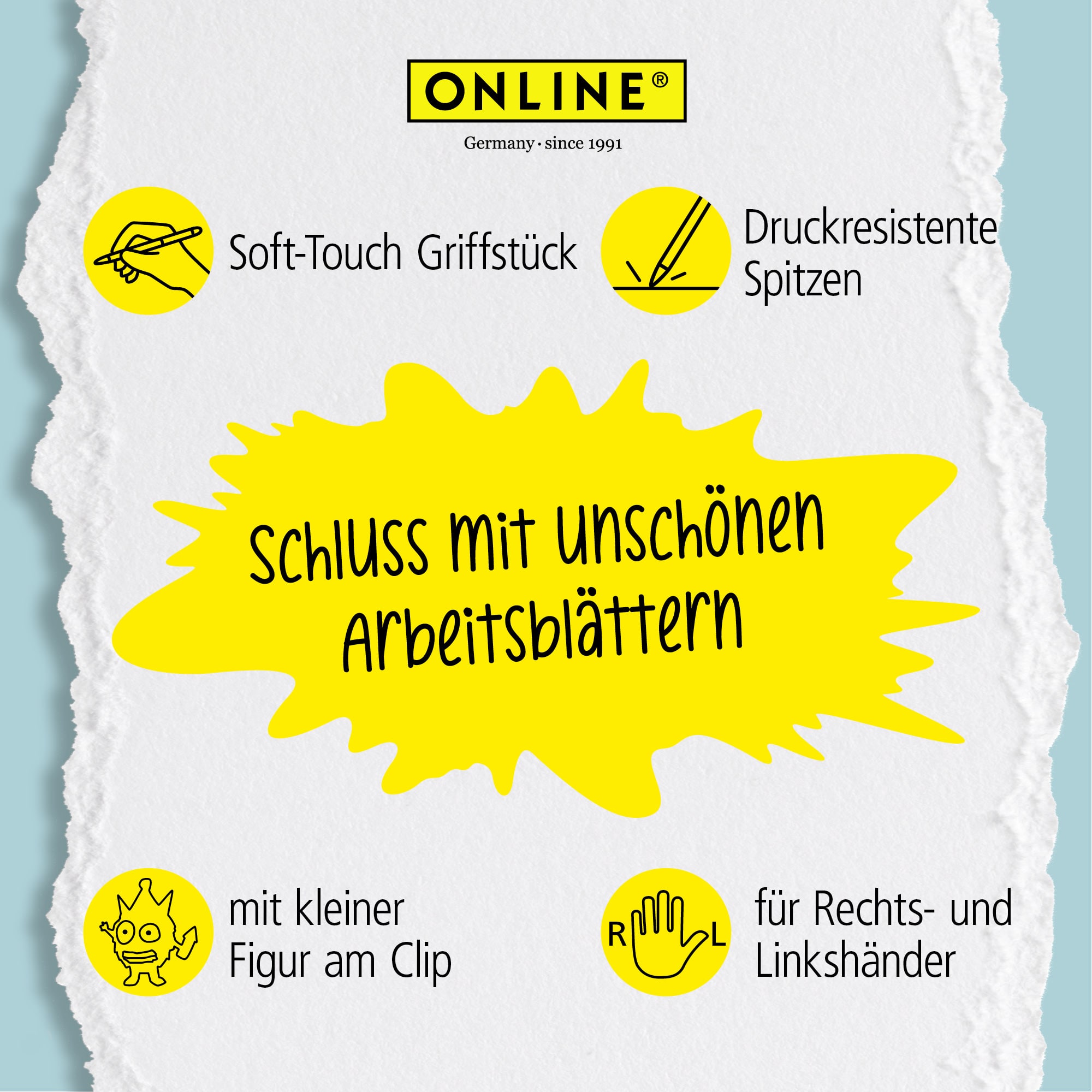 Unsere magiXX Schreibgeräte sind mit einem Softtouch-Griffstück für Rechts- und Linkshänder geeignet