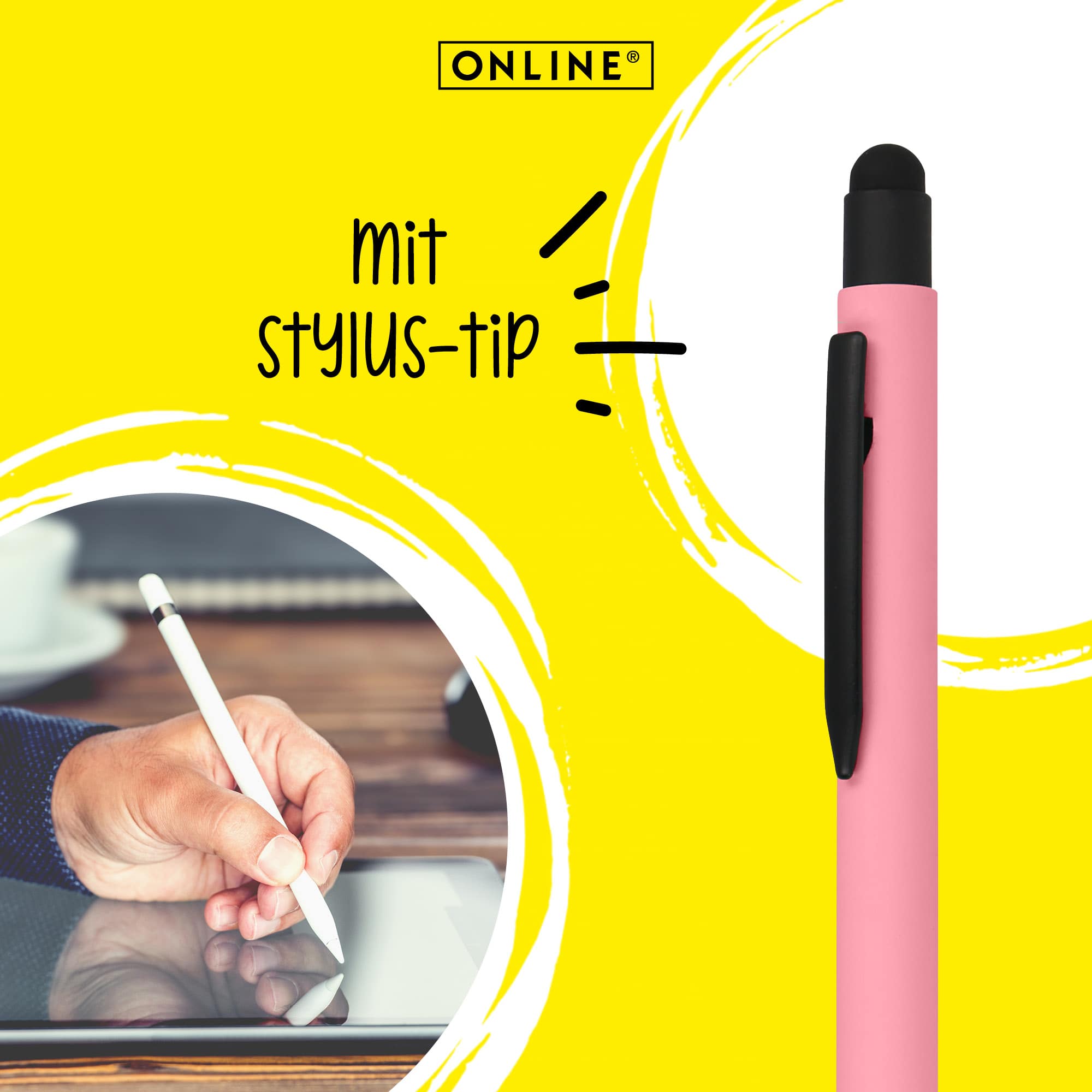 Mit prakischem Stylus-Tip für Touchscreen-Geräte