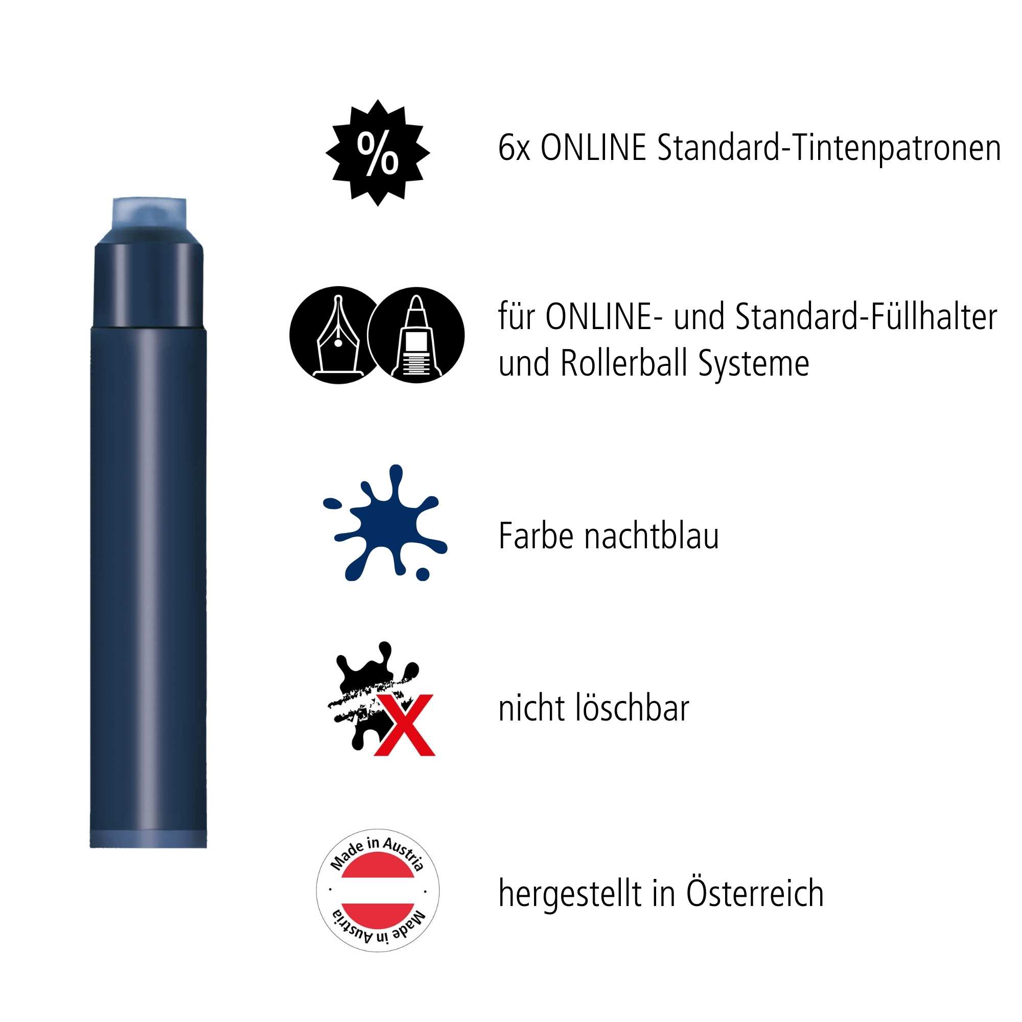 ONLINE Füller Tintenpatrone schwarz Informationen