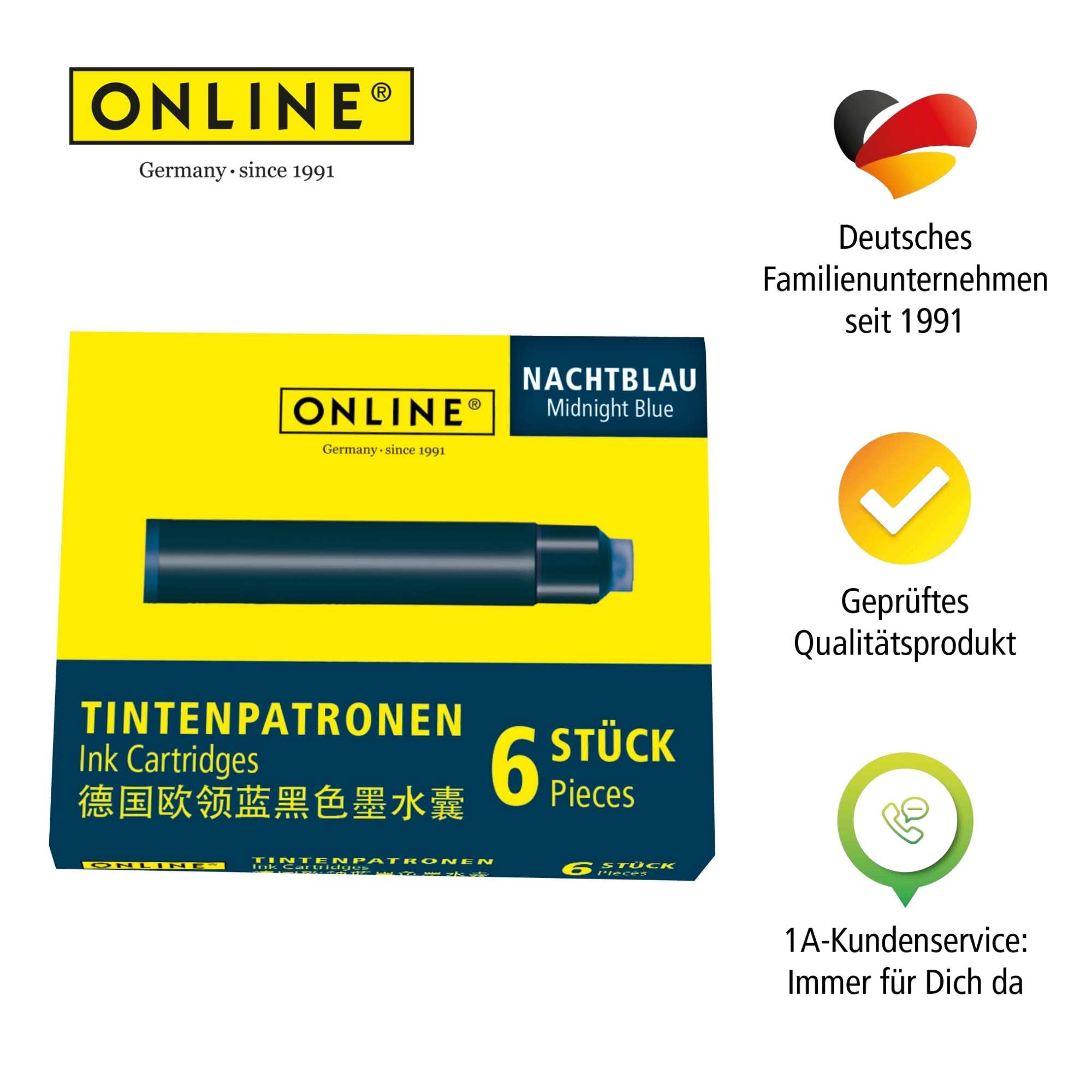 ONLINE Füller Tintenpatrone schwarz