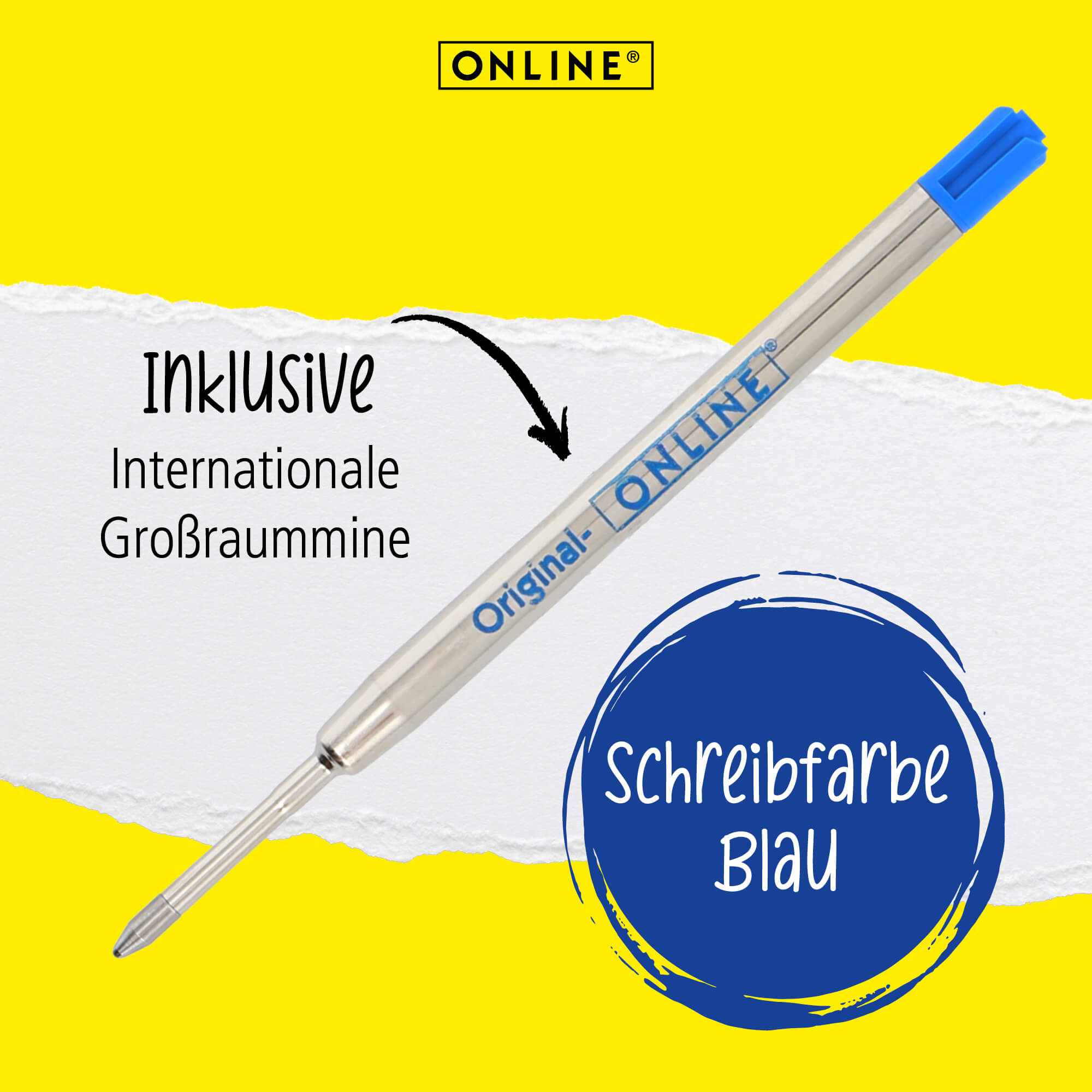 Der Stift wird mit Großraummine in der Schreibfarbe schwarz geliefert