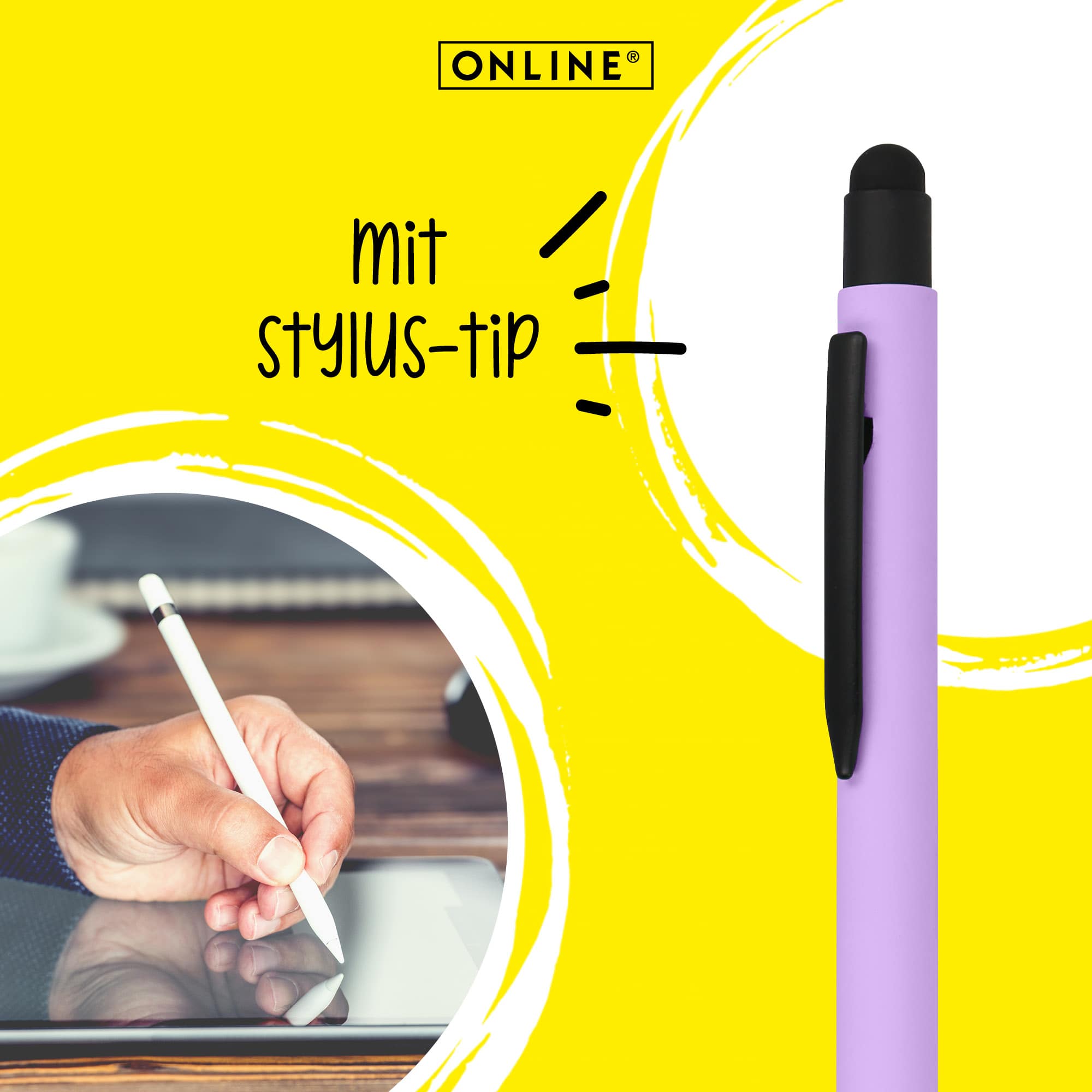 Mit prakischem Stylus-Tip für Touchscreen-Geräte